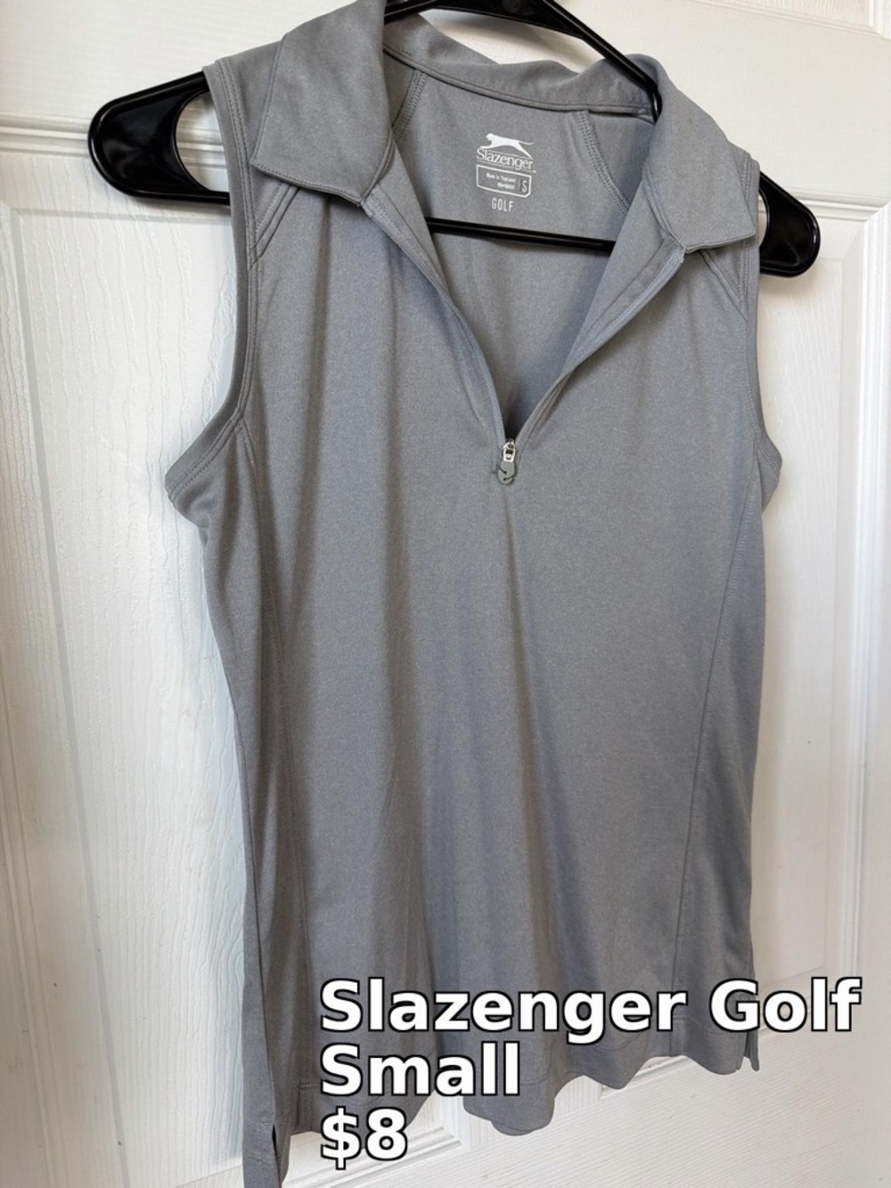 Slazenger Women's Light Gray Sleeveless Zip Golf Tank